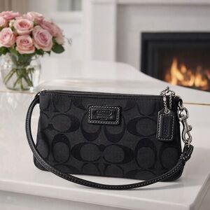 Coach Black Monogram Wristlet